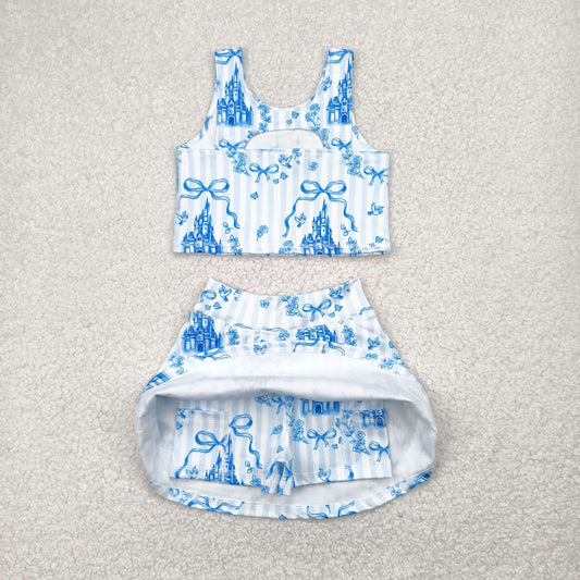 GSD2198 preorder yoga castle flower bow western  girl summer outfit 202503