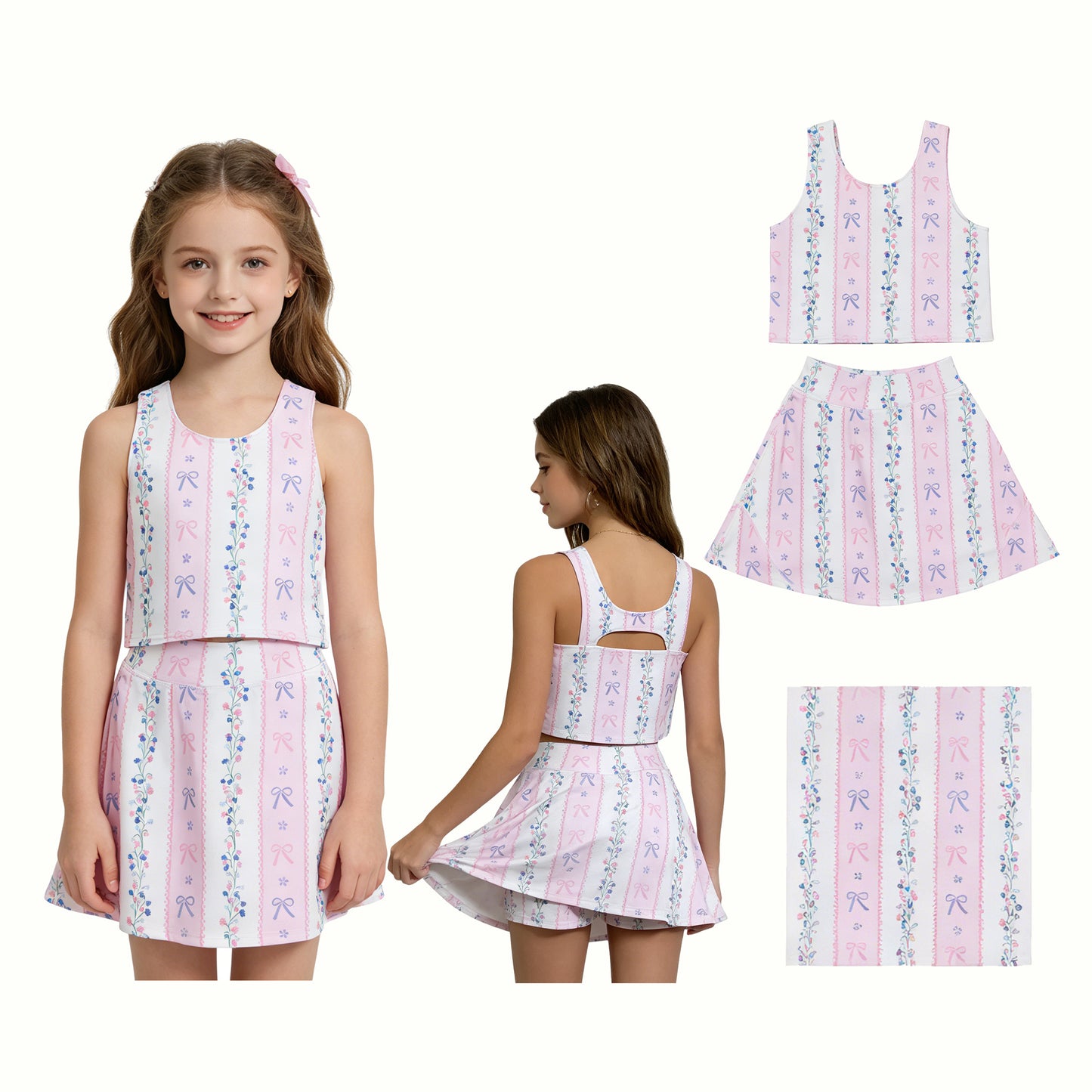 GSD2216 yoga FLOWERS sports girl  outfit skirt  202605 RTS