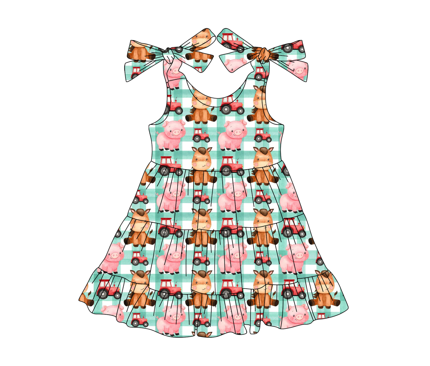 GSD2236  preorder western tractor cow girl summer dress 202503