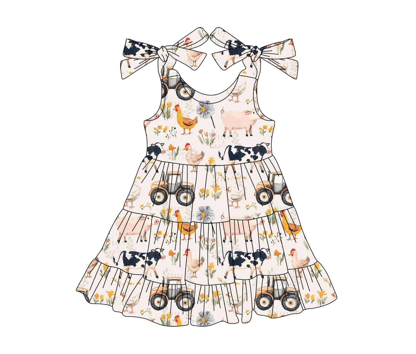 GSD2237  preorder western tractor cow  shorts girl summer outfit 202503