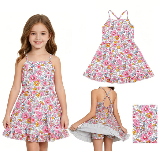 GSD2278  flower yoga short sleeve girl skirt outfit 202605 RTS
