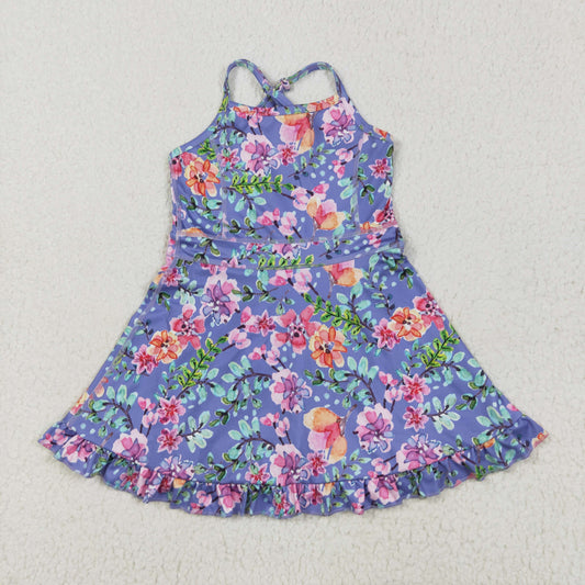 GSD2279 yoga  green flower girl skirt dress 202505 RTS