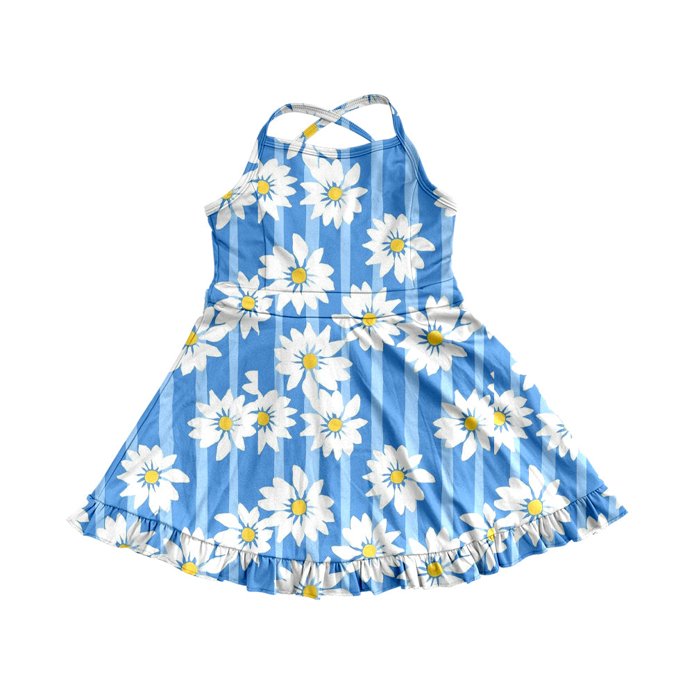 GSD22783 blue flower yoga flower girl skirt dress 202503 preorder