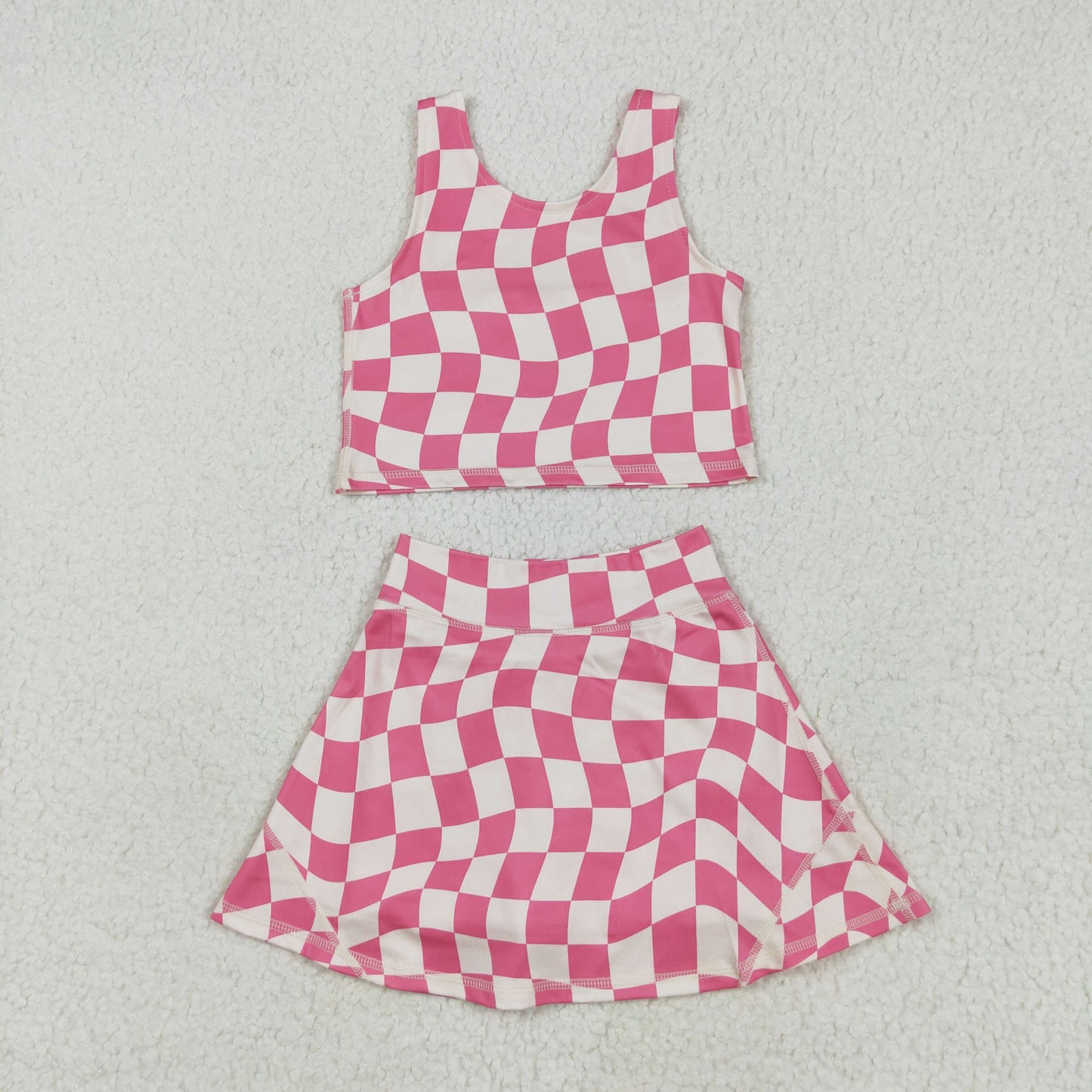 GSD2329 yoga checkerboard girl dress 202505 RTS