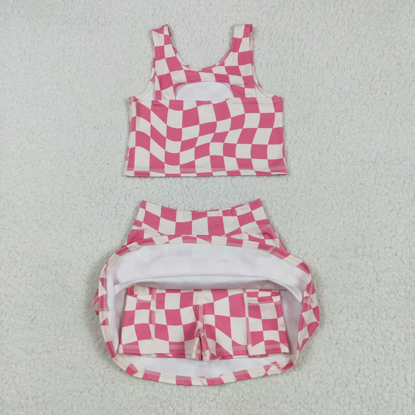 GSD2329 yoga checkerboard girl dress 202505 RTS