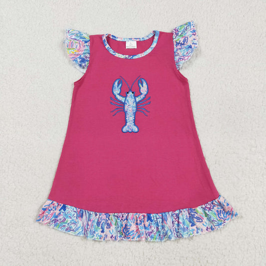 GSD2398 embroidery cray fish girl Dress   202507 RTS