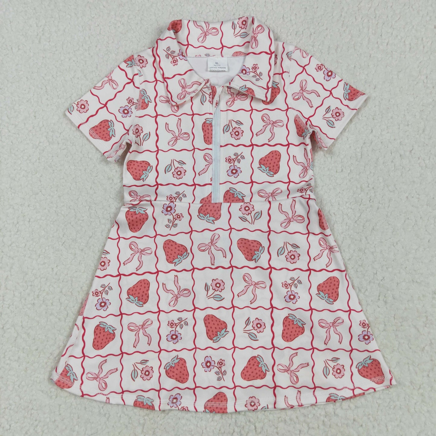 GSD2407 strawberry  yoga bow girl dress 202505 RTS