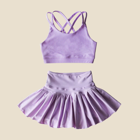 GSD2434 组合 purple yoga short sleeve girl skirt outfit 20254  preorder