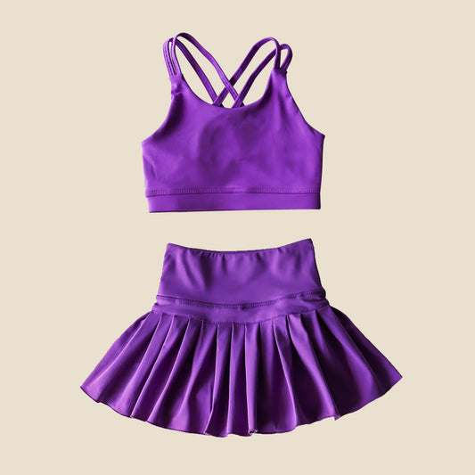 GSD2435 组合 purple yoga short sleeve girl skirt outfit 20254  preorder
