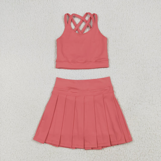 GSD2436 组合 yoga short sleeve girl skirt outfit 202506 RTS