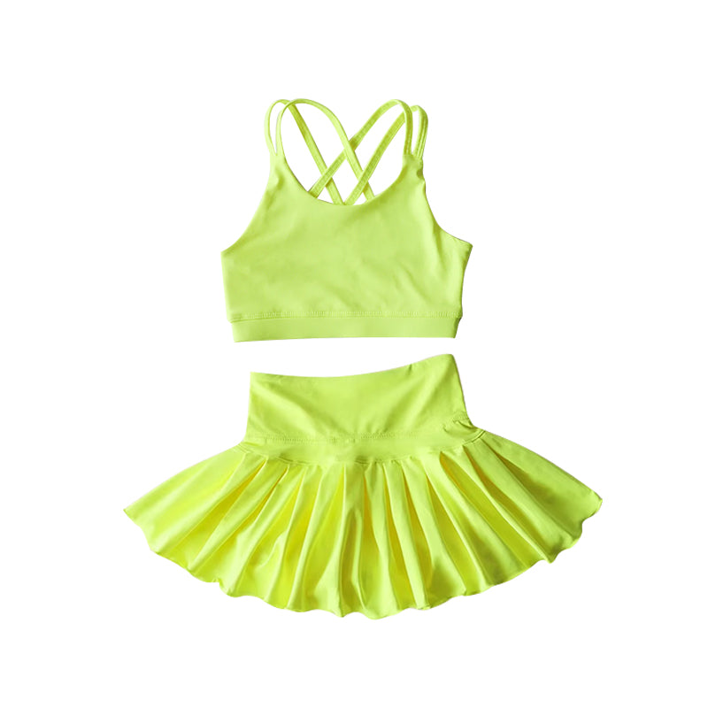 GSD2437组合 green yoga short sleeve girl skirt outfit 20254  preorder