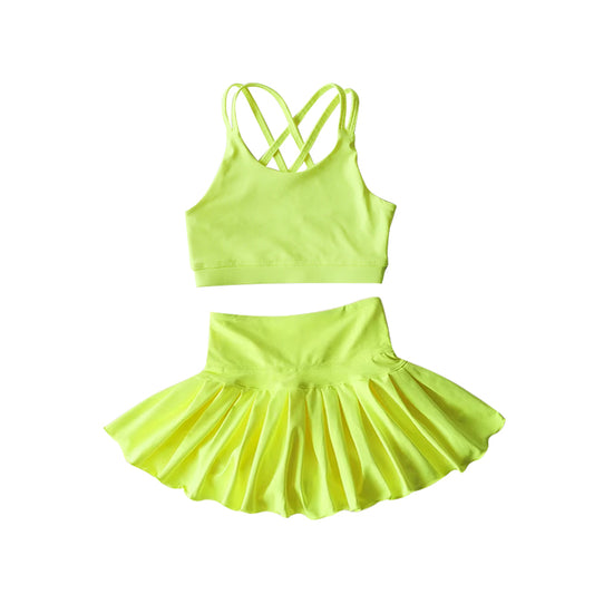 GSD2437组合 green yoga short sleeve girl skirt outfit 20254  preorder