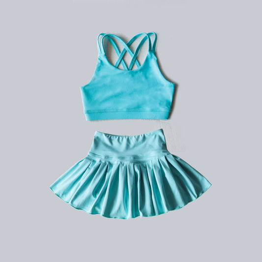 GSD2440 组合 yoga short sleeve girl skirt outfit 20254  preorder
