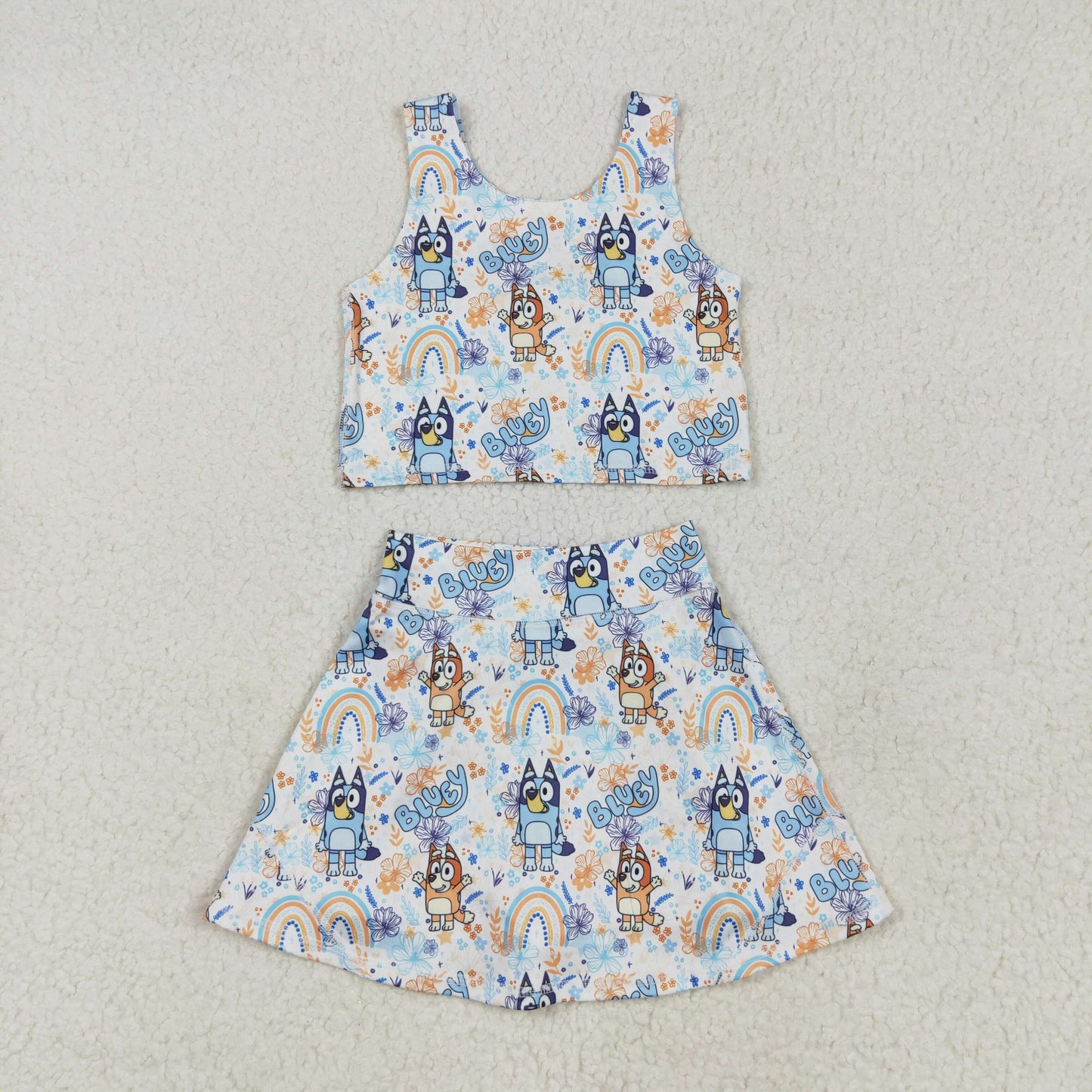 GSD2469 bluey yoga short sleeve girl skirt outfit 202505 RTS