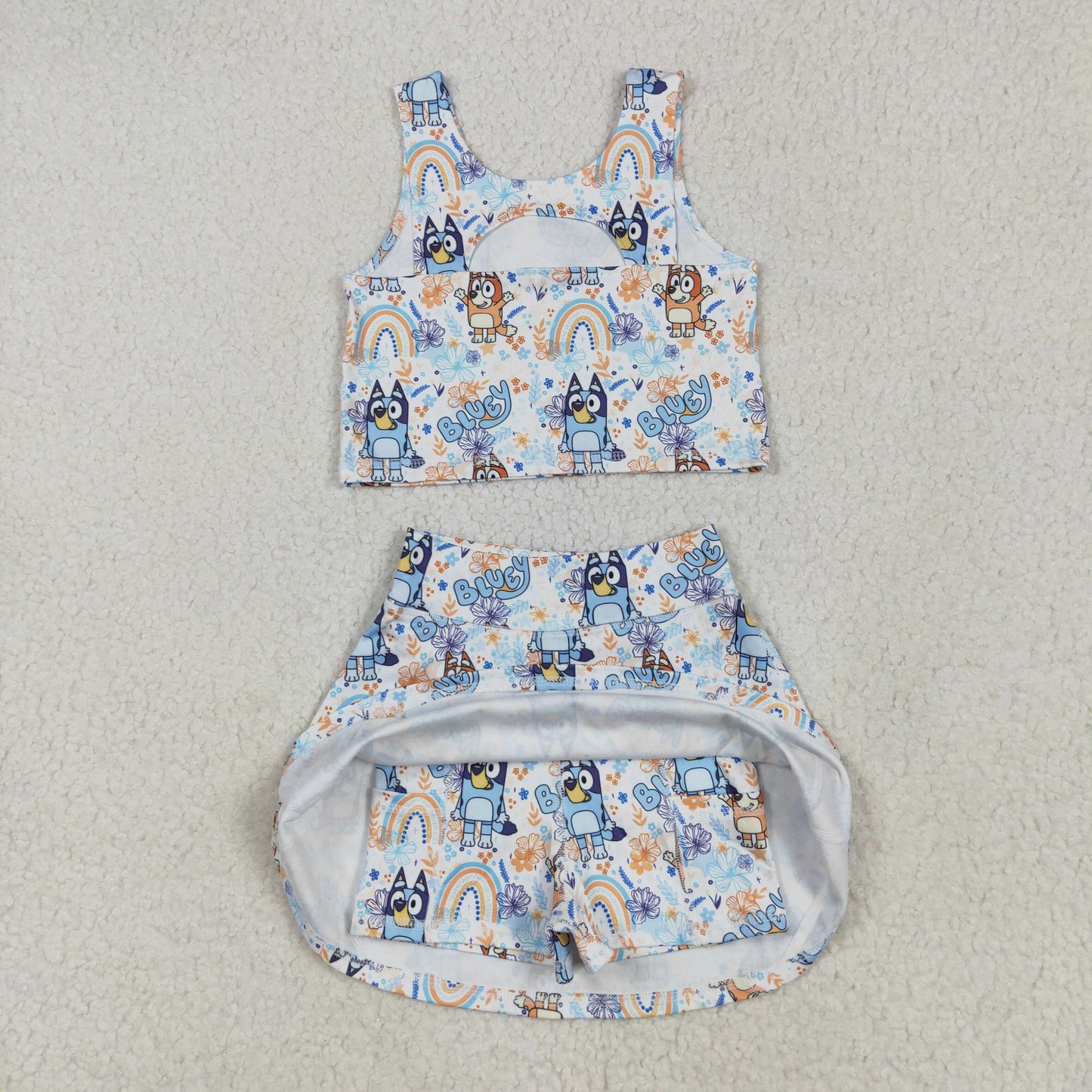 GSD2469 bluey yoga short sleeve girl skirt outfit 202505 RTS