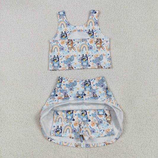 GSD2469 bluey yoga short sleeve girl skirt outfit 202505 RTS