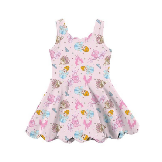 custom MOQ5 -GSD2489 yoga solid color princess girl summer dress 202504