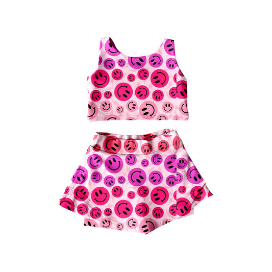 GSD2493 yoga smile face girl summer skirt outfit 202504 preorder