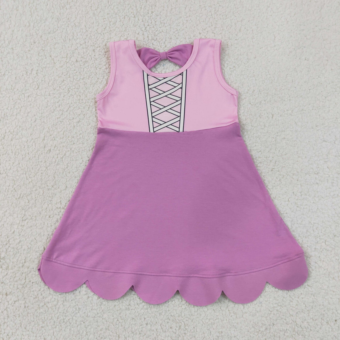 GSD2518 princess Scallop purple girl summer dress 202607 RTS
