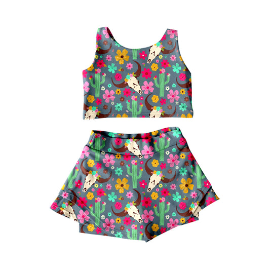 GSD2519 yoga short sleeve girl skirt outfit 202504  preorder