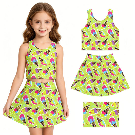 GSD2520 yoga ice cream short sleeve girl skirt outfit 202607 RTS