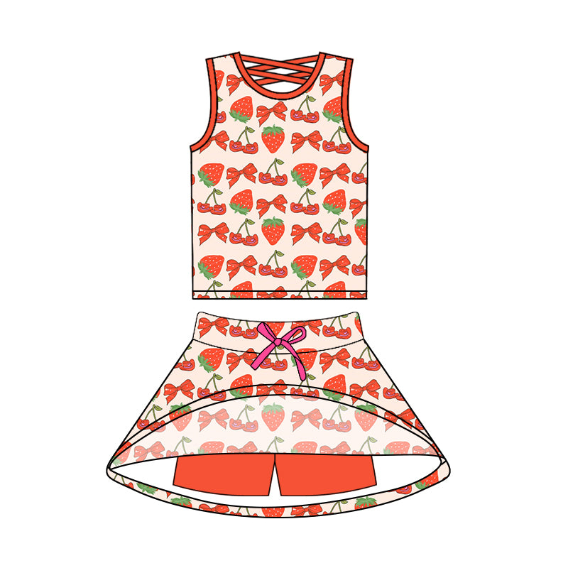 GSD2539 strawberry  short sleeve girl  skirt outfit 202505  preorder
