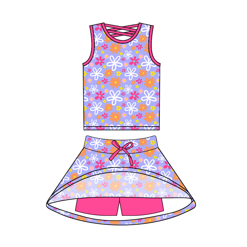 GSD2540 flowers  short sleeve girl  skirt outfit 202505  preorder