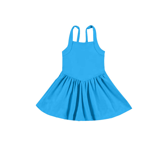 GSD2556 yoga solid color short sleeve girl dress 202505  preorder