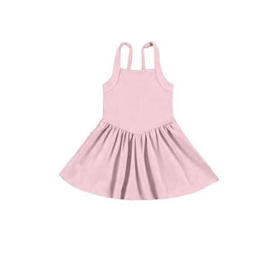 GSD2557 yoga solid color short sleeve girl dress 202505  preorder