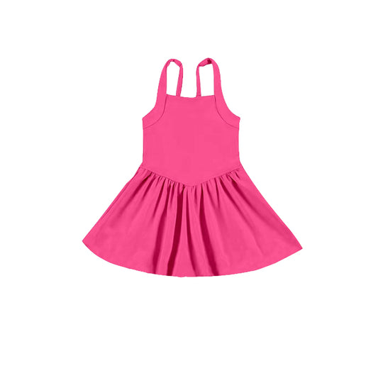 GSD2560 yoga solid color short sleeve girl dress 202505  preorder