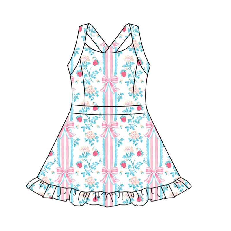GSD2563 yoga BOW short sleeve girl dress 202505  preorder