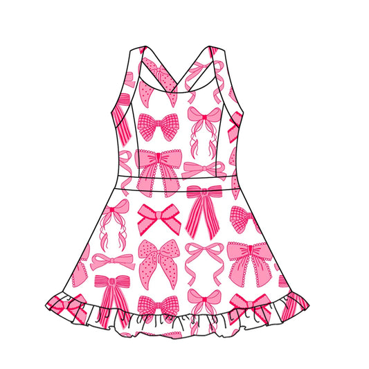 GSD2564 yoga BOW short sleeve girl dress 202505  preorder