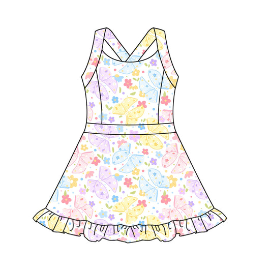 GSD2565 yoga BOW short sleeve girl dress 202505  preorder