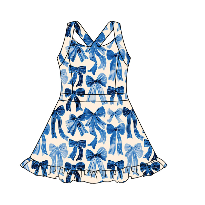 GSD2566 yoga BOW short sleeve girl dress 202505  preorder