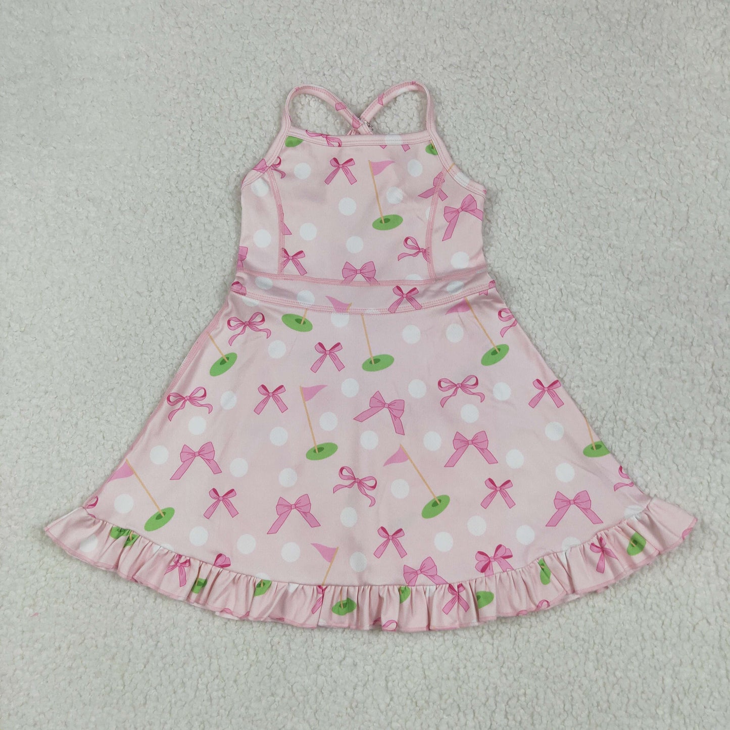 GSD2568 yoga BOW golf short sleeve girl dress 202506 RTS