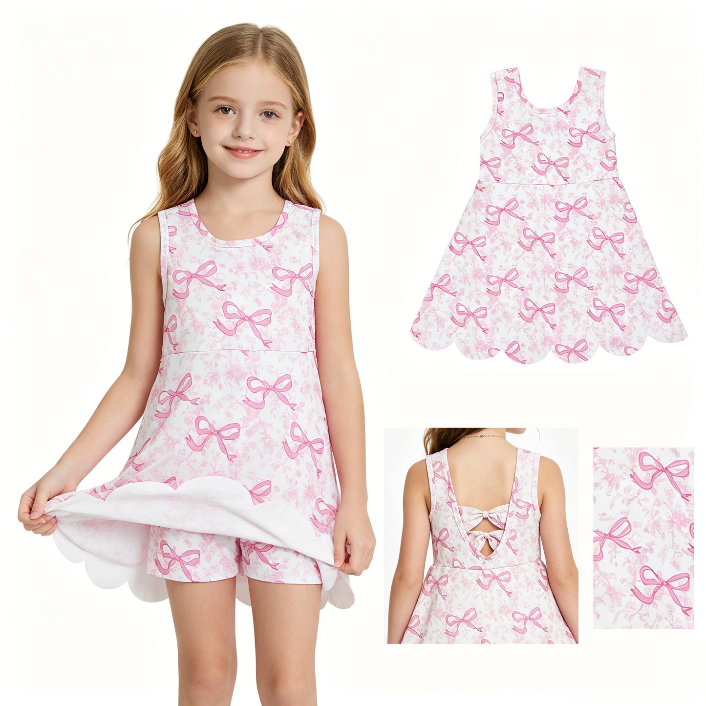 GSD2572 yoga BOW short sleeve girl dress 202604 RTS