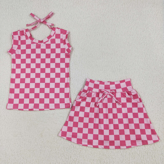 GSD2584  checkerboard western girl summer outfit 202506 RTS