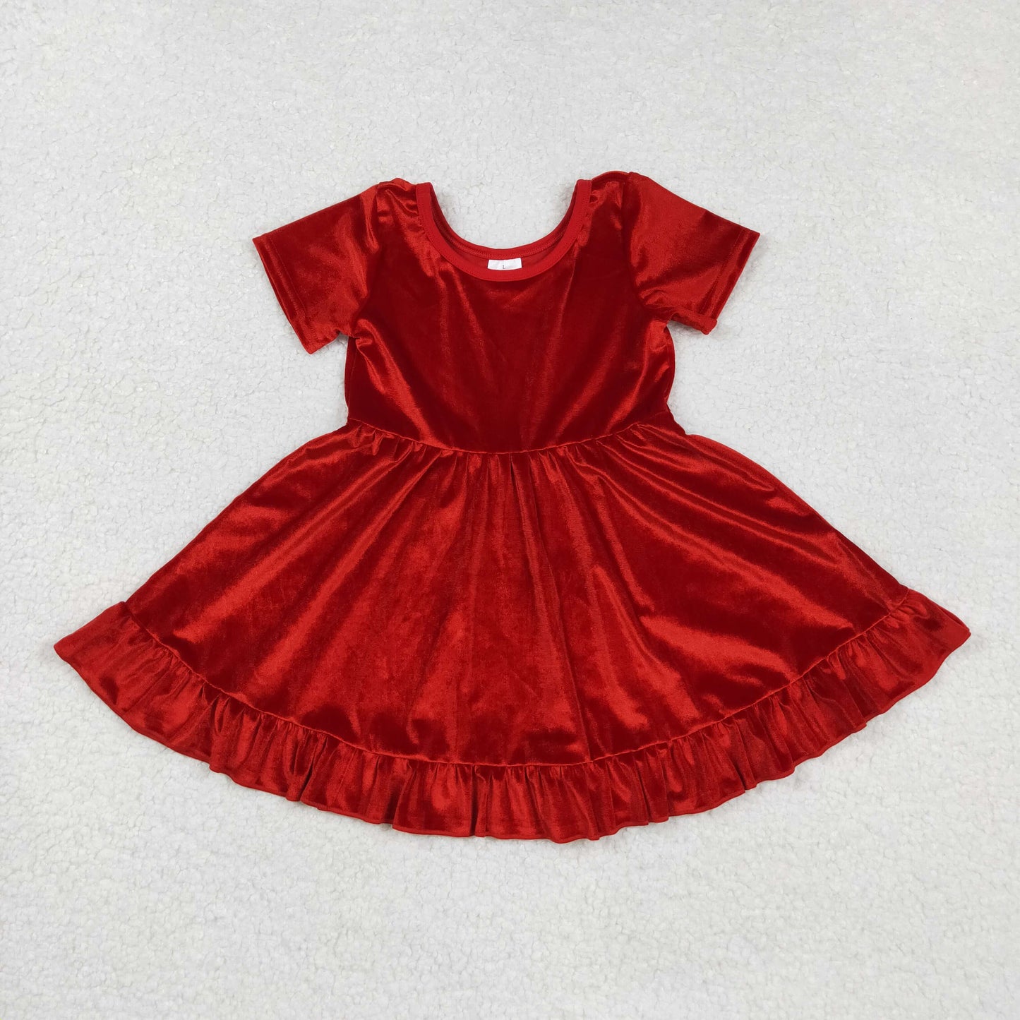 GSD2614 velvet red long sleeve girl dress 202508 RTS