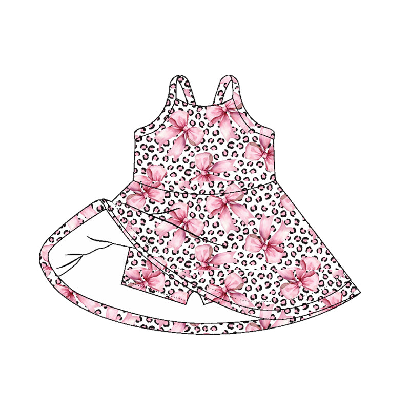 GSD2648 leopard pink flower  yoga girl dress 202506 preorder