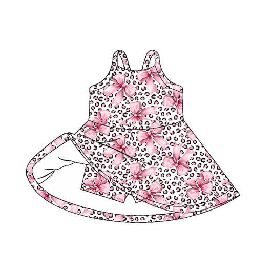 GSD2648 leopard pink flower  yoga girl dress 202506 preorder