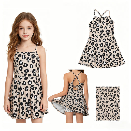 GSD2650  leopard  brown  yoga girl dress 202604 RTS