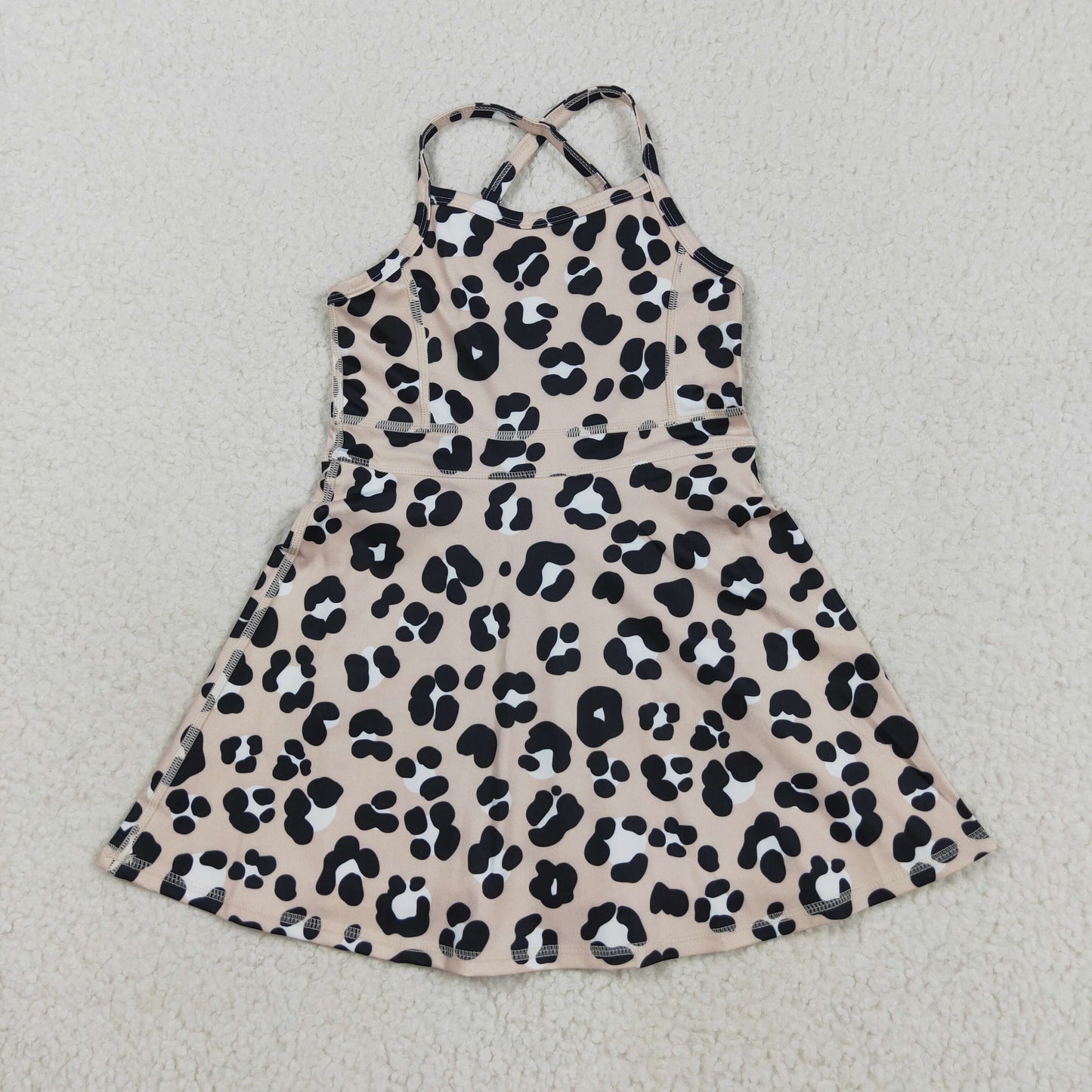GSD2650  leopard  brown  yoga girl dress 202508 RTS