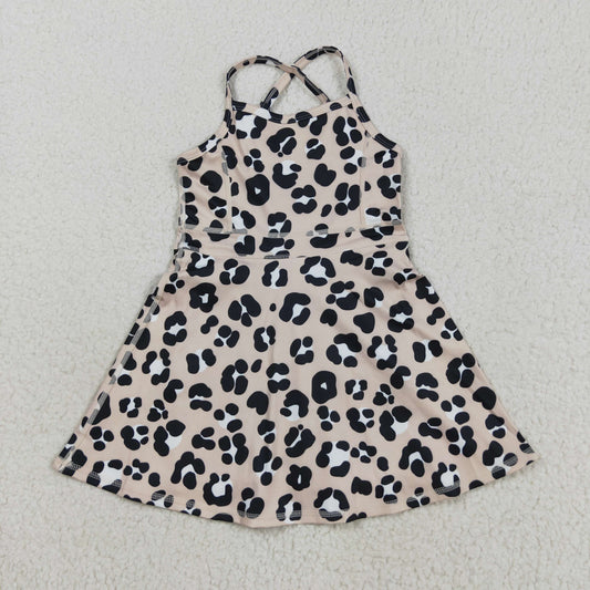 GSD2650  leopard  brown  yoga girl dress 202508 RTS