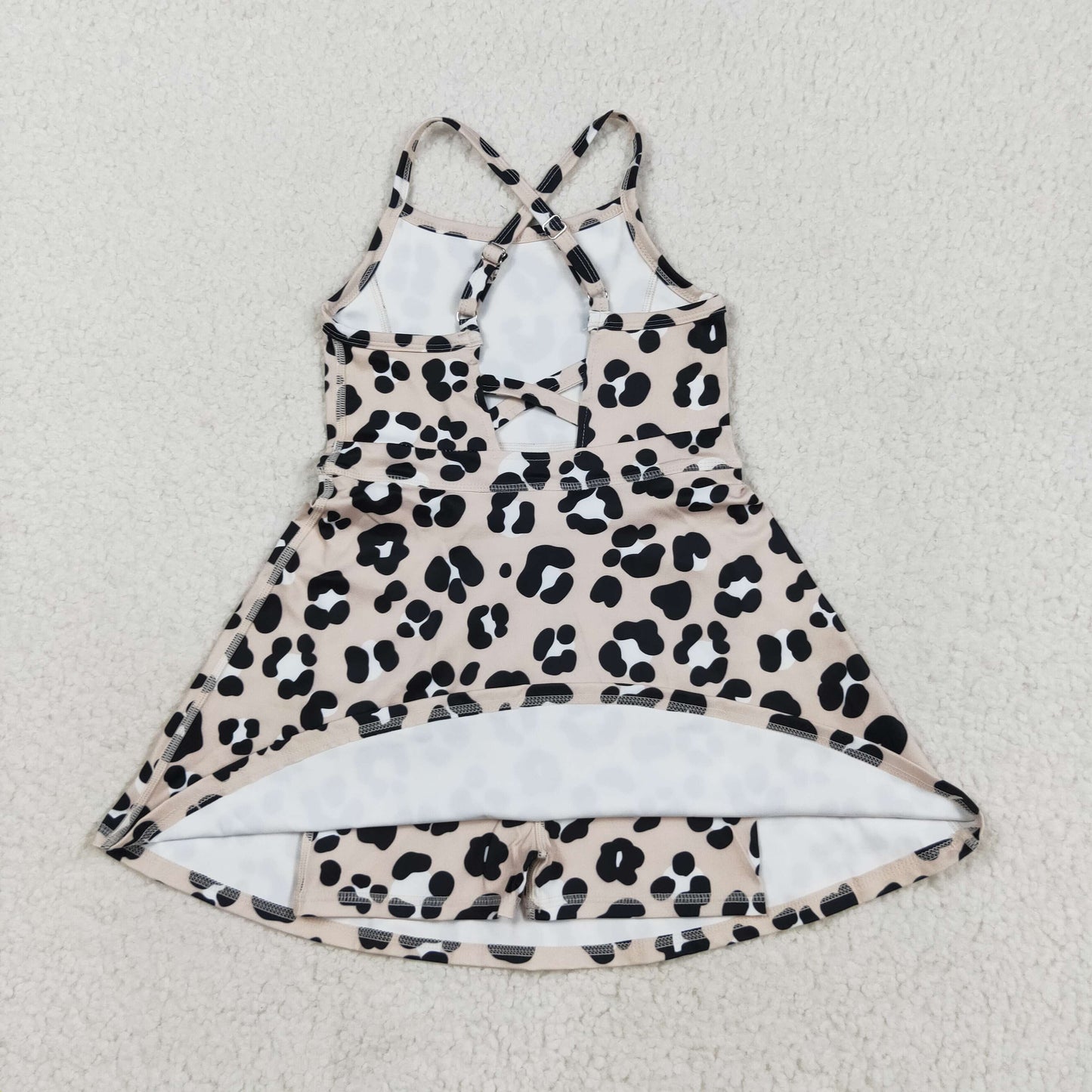 GSD2650  leopard  brown  yoga girl dress 202508 RTS