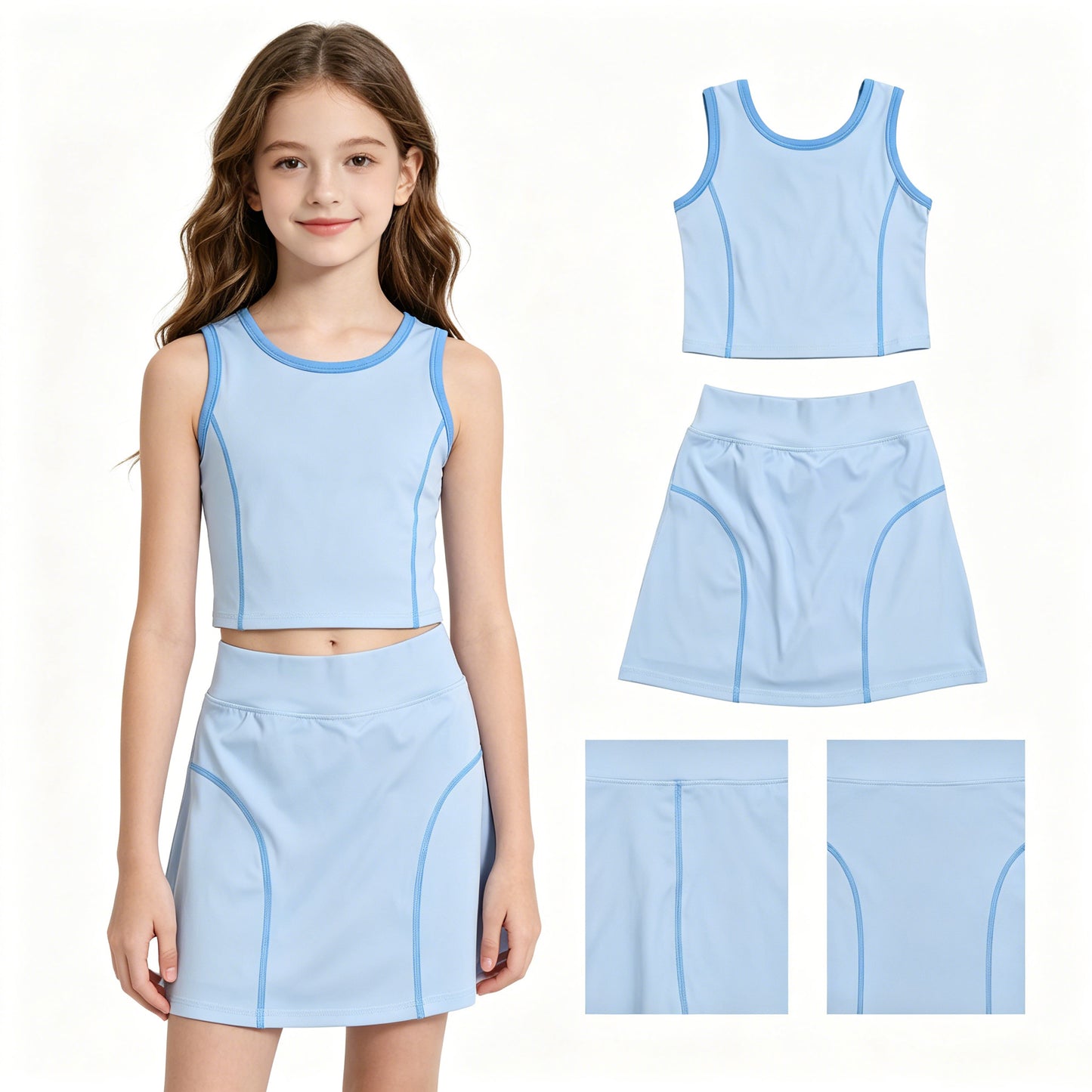 GSD2674  yoga solid color girl summer skirt outfit 202607 RTS
