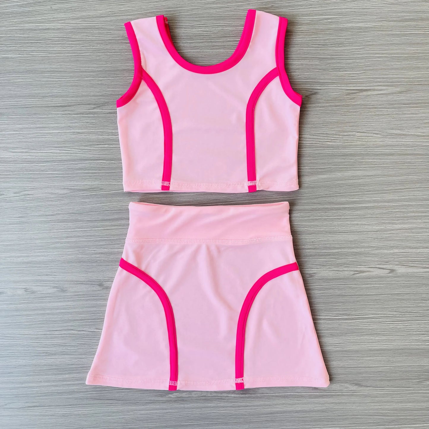 GSD2675  yoga pink solid color girl summer skirt outfit 202506 preorder