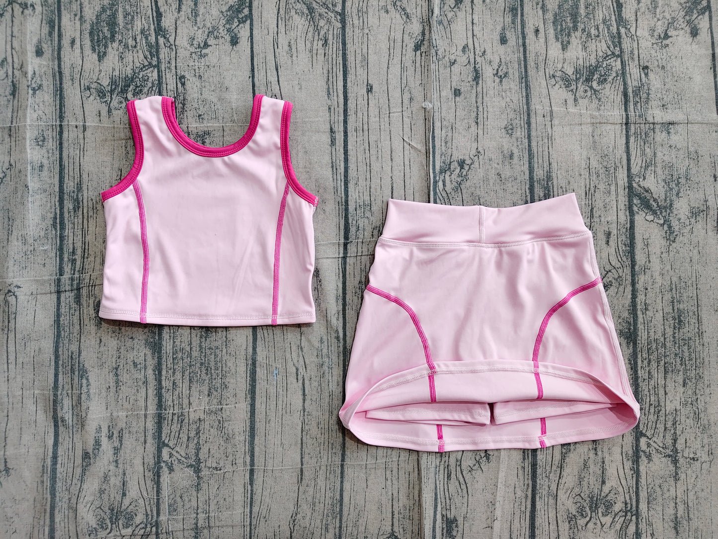 GSD2675  yoga pink solid color girl summer skirt outfit 202605 preorder
