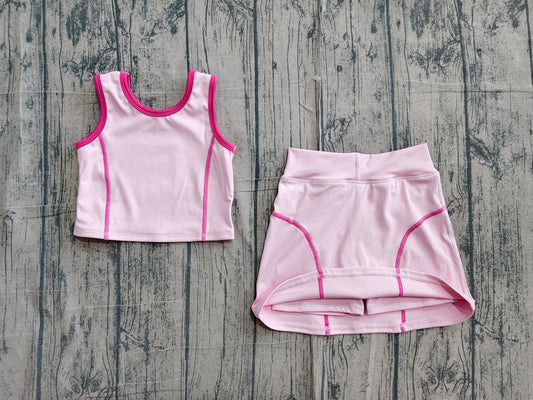 GSD2675  yoga pink solid color girl summer skirt outfit 202605 preorder