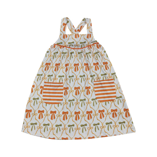 GSD2676 Halloween bow orange girl summer dress 202507 RTS