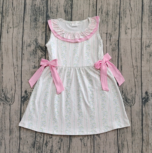GSD2678  bow white bow pink girl summer dress 202508 preorder